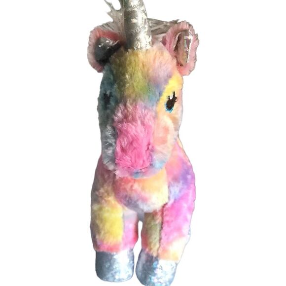 Build a Bear Workshop Rainbow Unicorn Plush 12" long-Tie-Dye BAB - Picture 4 of 11